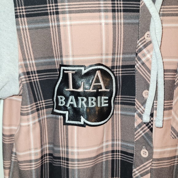 LA Barbie Plaid Button-up Hoodie Sweater Women's XL - Picture 2 of 7